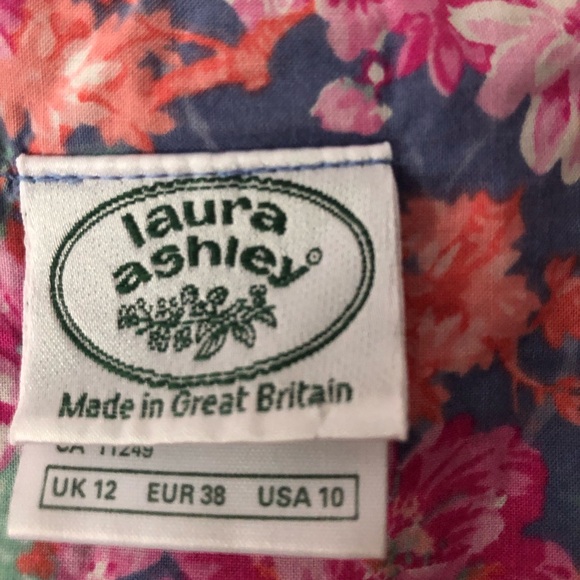 VTG Laura Ashley Dress PINK PRINT  Puff Sleeves Women’s Size 10 UK 12 cotton - Picture 3 of 9